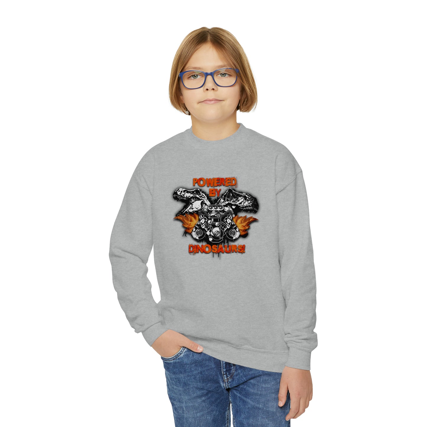 Youth Powered by Dinosaurs Sweatshirt